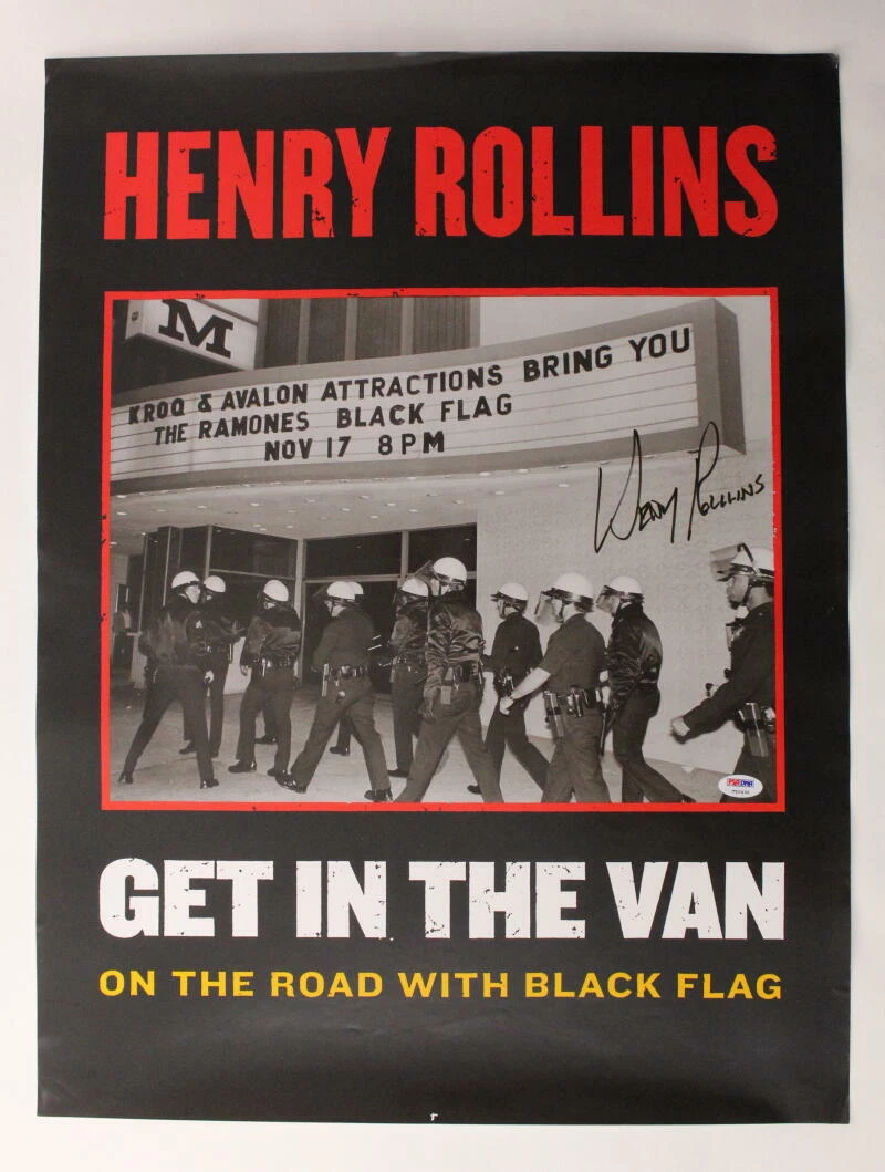 HENRY ROLLINS SIGNED AUTOGRAPH 18X24 CONCERT TOUR POSTER - BLACK FLAG B W/ PSA