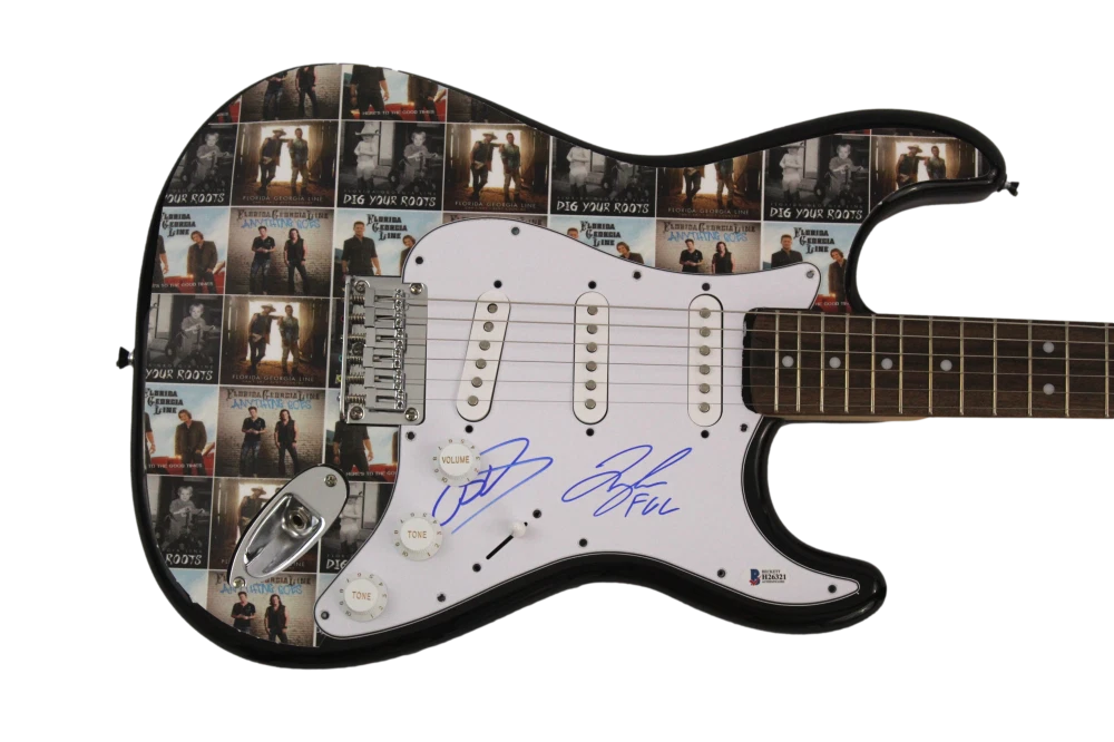 FLORIDA GEORGIA LINE SIGNED AUTOGRAPH CUSTOM 1/1 FENDER GUITAR TYLER & BRIAN BAS
