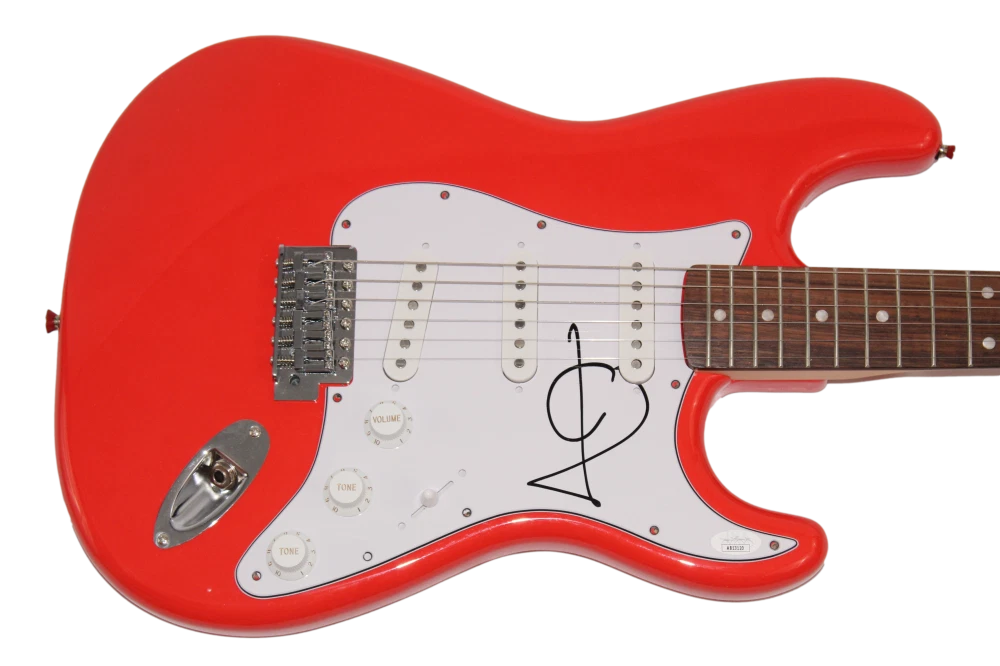 JULIAN CASABLANCAS SIGNED AUTOGRAPH RED FENDER ELECTRIC GUITAR THE STROKES JSA