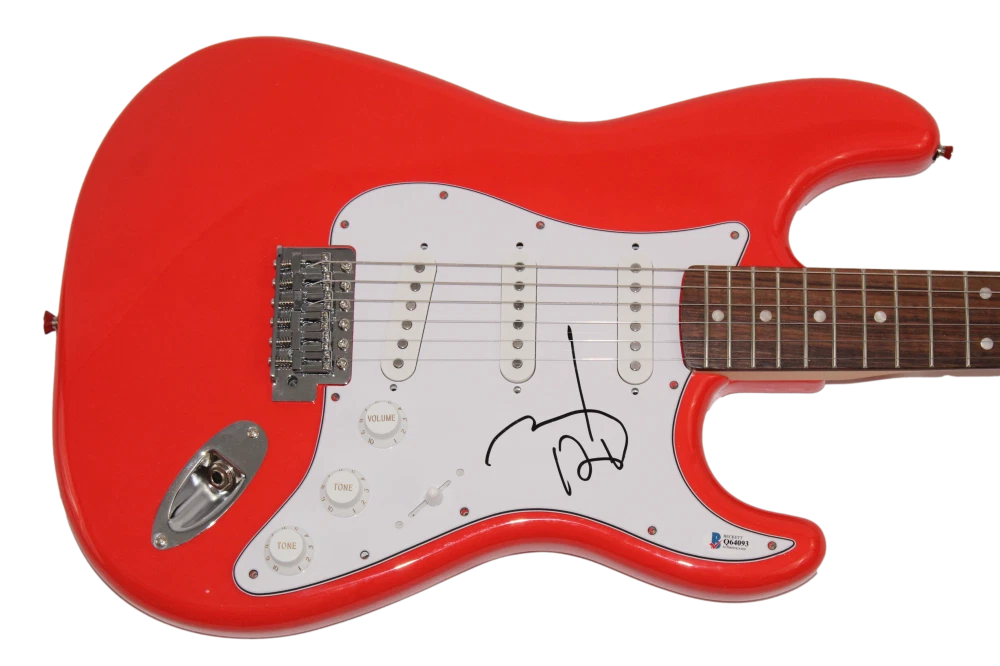 JOHNNY DEPP SIGNED AUTOGRAPH RED FENDER ELECTRIC GUITAR CAPTAIN JACK SPARROW BAS