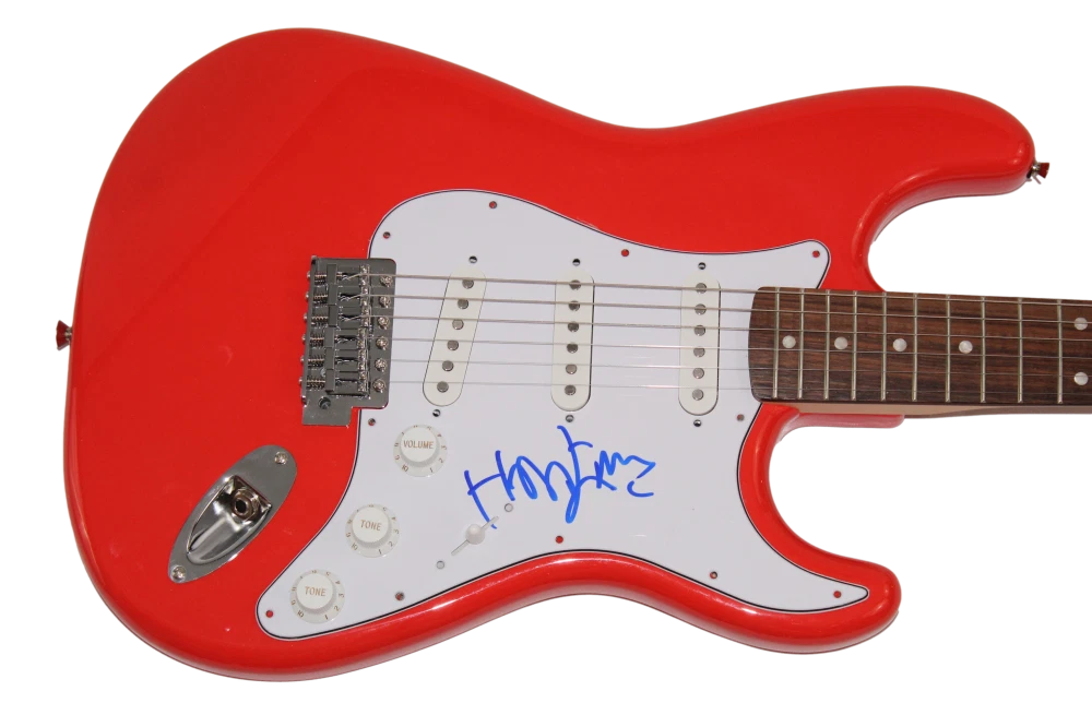 HANS ZIMMER SIGNED AUTOGRAPH RED FENDER ELECTRIC GUITAR LEGENDARY COMPOSER JSA