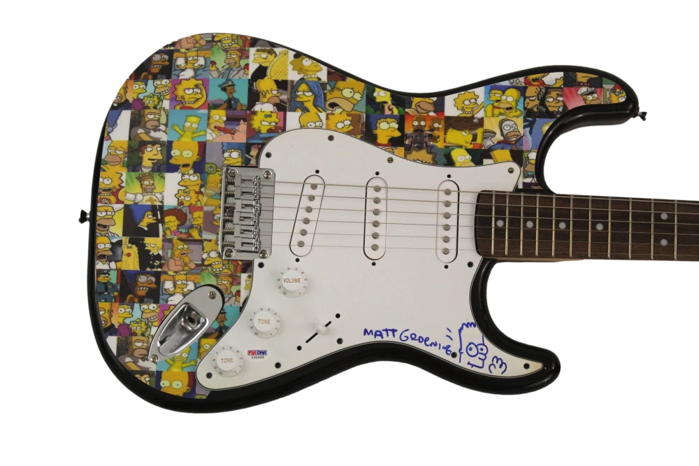MATT GROENING SIGNED AUTOGRAPH CUSTOM 1/1 FENDER GUITAR - SIMPSONS CREATOR PSA