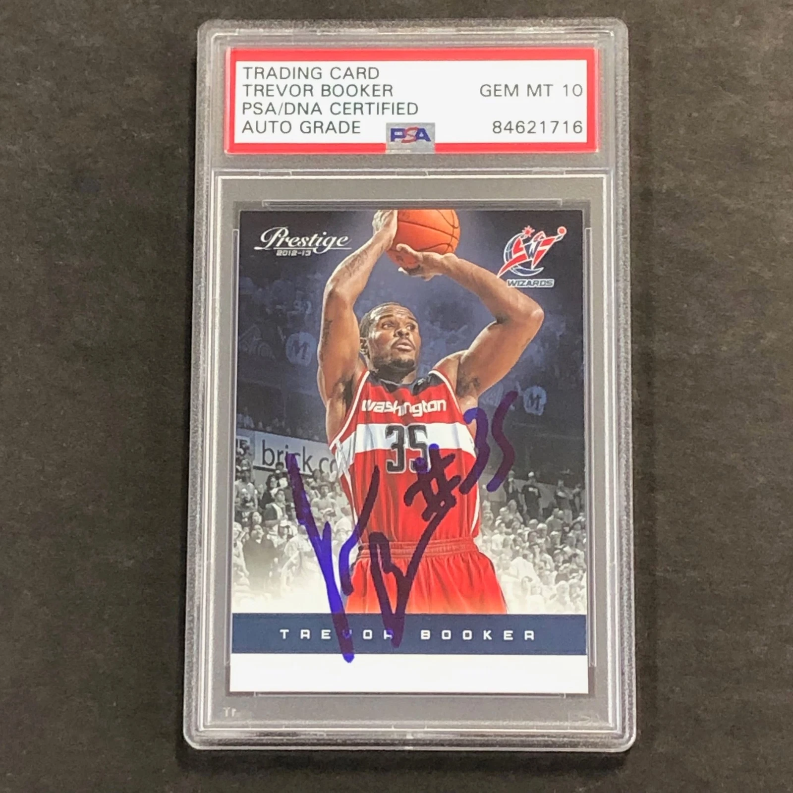 2012-13 Prestige Basketball #16 Trevor Booker Signed AUTO 10 PSA Slabbed Wizards