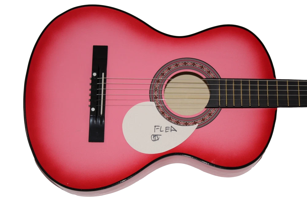 FLEA SIGNED AUTOGRAPH FULL SIZE PINK ACOUSTIC GUITAR RED HOT CHILI PEPPERS JSA