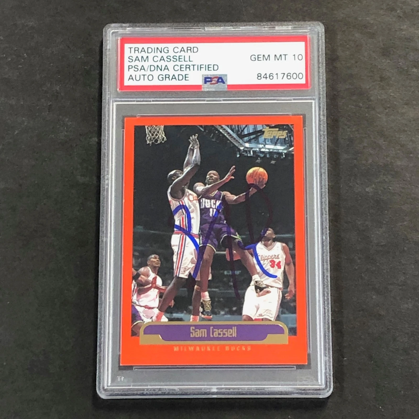 2000-01 Topps #202 Sam Cassell Signed Card AUTO 10 PSA Slabbed Bucks