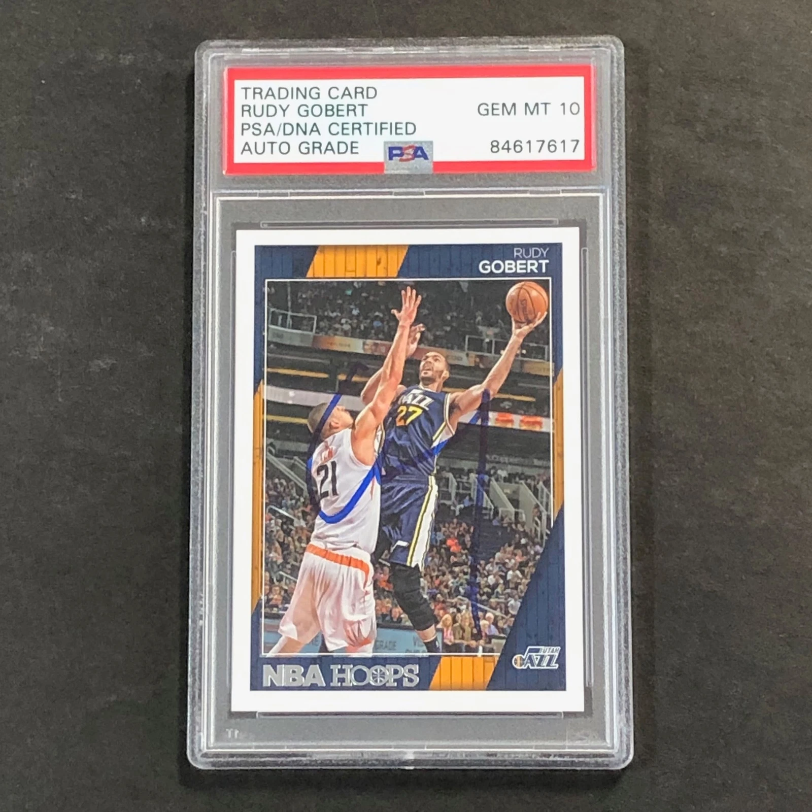 2016-17 NBA Hoops #56 Rudy Gobert Signed AUTO 10 PSA Slabbed Jazz