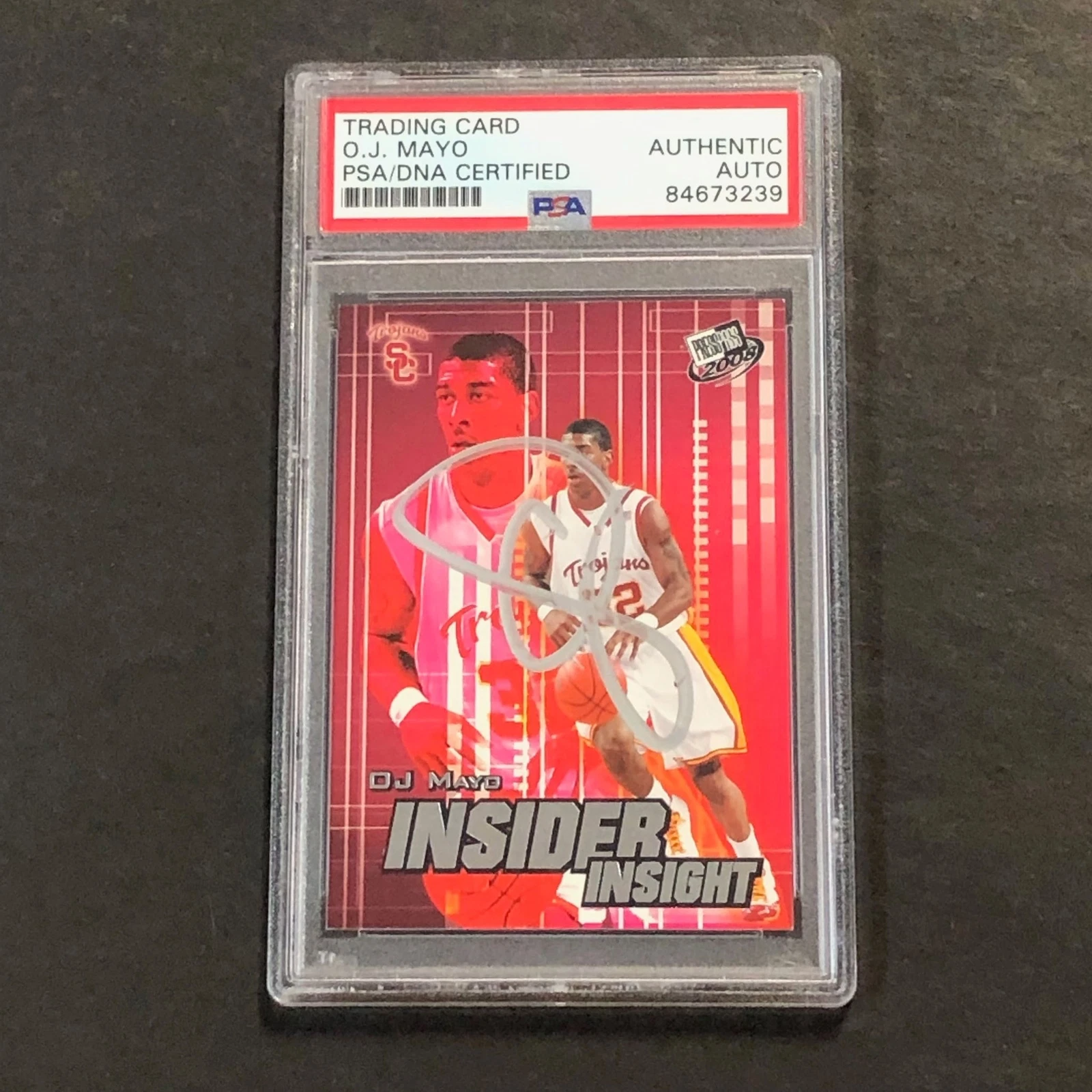 2008 PressPass Insider Insight #11-7 O.J. Mayo Signed Card AUTO PSA Slabbed Troj