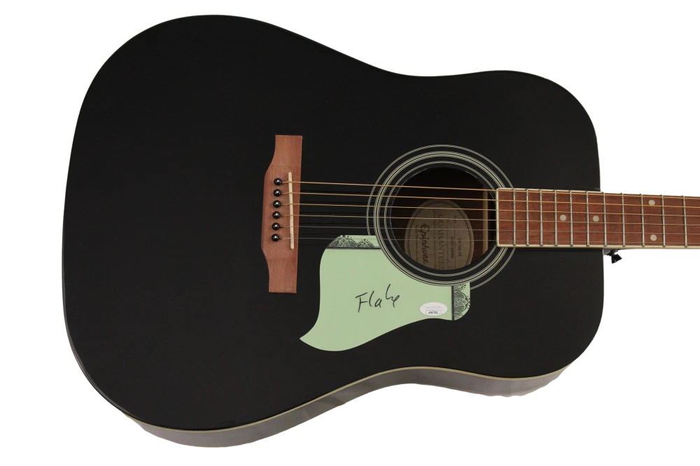 CHRISTIAN LORENZ FLAKE SIGNED AUTOGRAPH EPIPHONE ACOUSTIC GUITAR RAMMSTEIN JSA