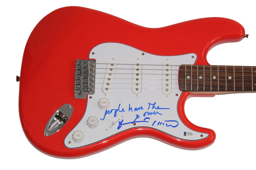PATTI SMITH SIGNED AUTOGRAPH FENDER ELECTRIC GUITAR W/ PEOPLE HAVE THE POWER BAS
