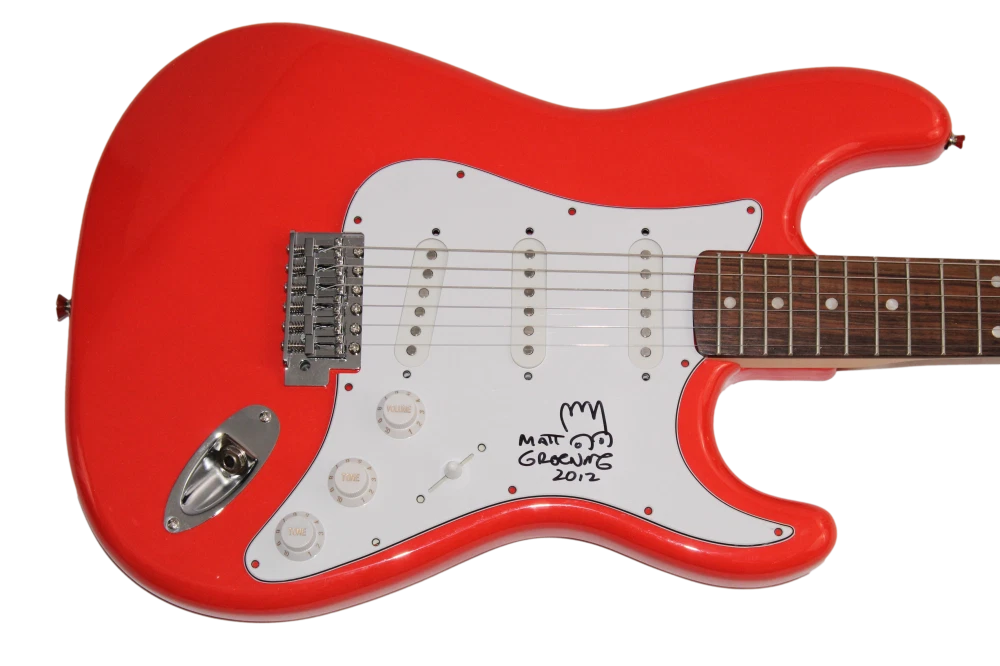 MATT GROENING SIGNED AUTOGRAPH FENDER GUITAR - ORIGINAL ART SIMPSONS SKETCH JSA