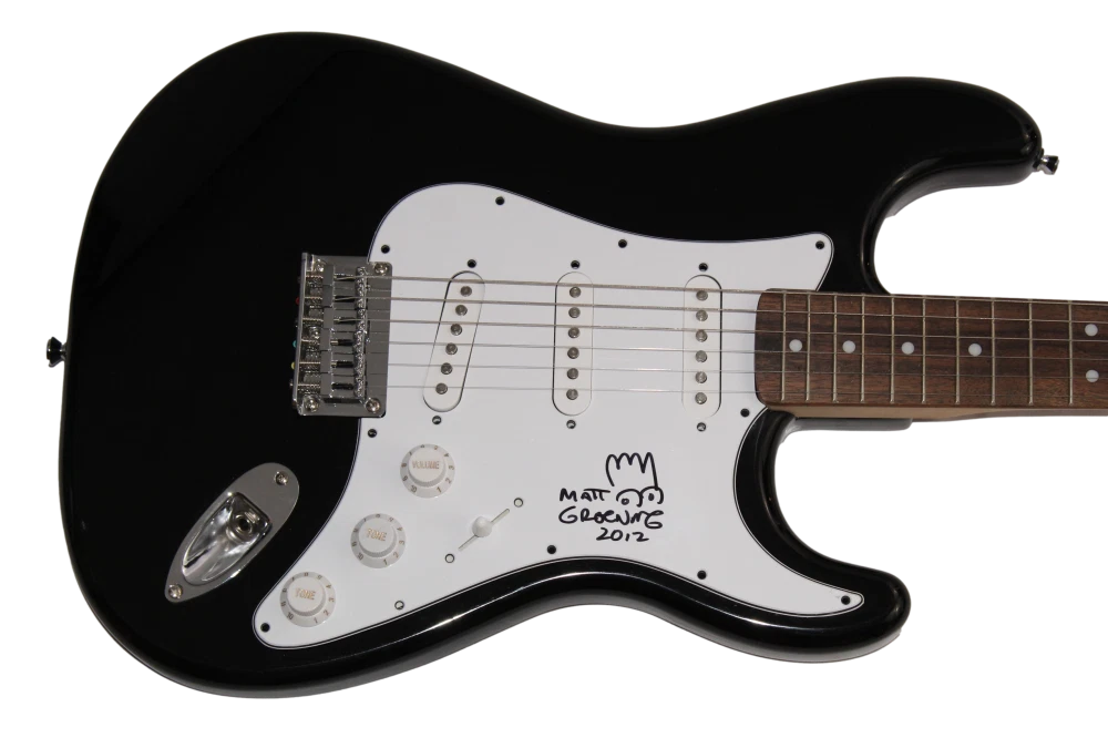 MATT GROENING SIGNED AUTOGRAPH FENDER GUITAR ORIGINAL ART SIMPSONS SKETCH JSA