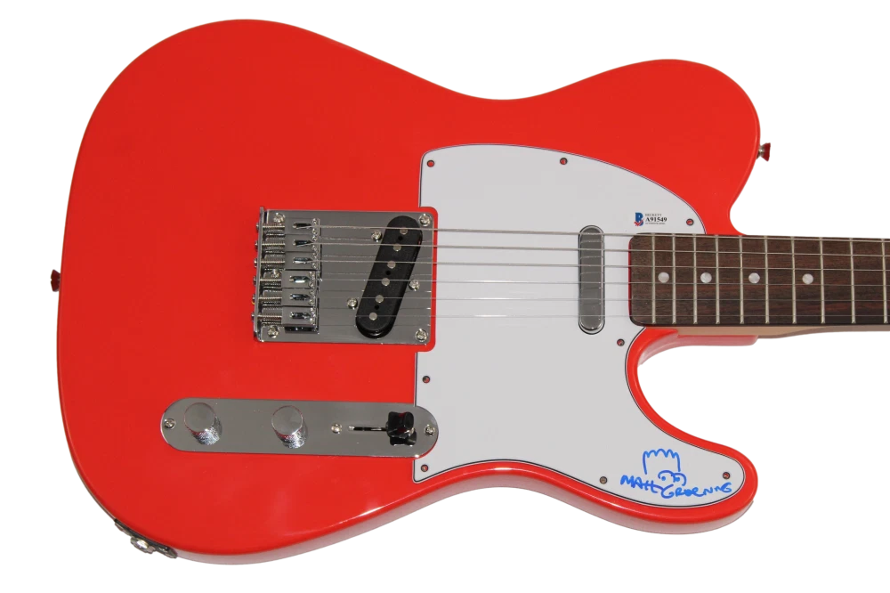 MATT GROENING SIGNED AUTOGRAPH FENDER GUITAR - ORIGINAL ART SKETCH SIMPSONS BAS