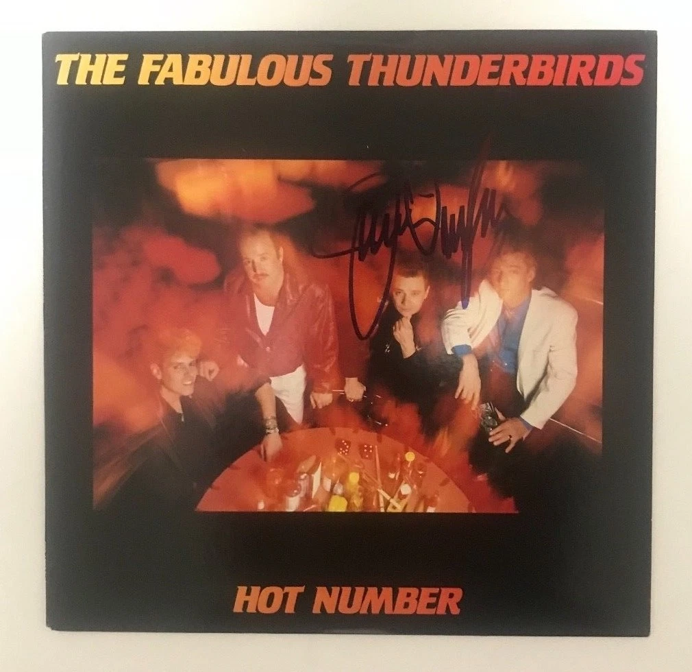 * JIMMIE VAUGHAN * signed vinyl album * FABULOUS THUNDERBIRDS * HOT NUMBER * 1