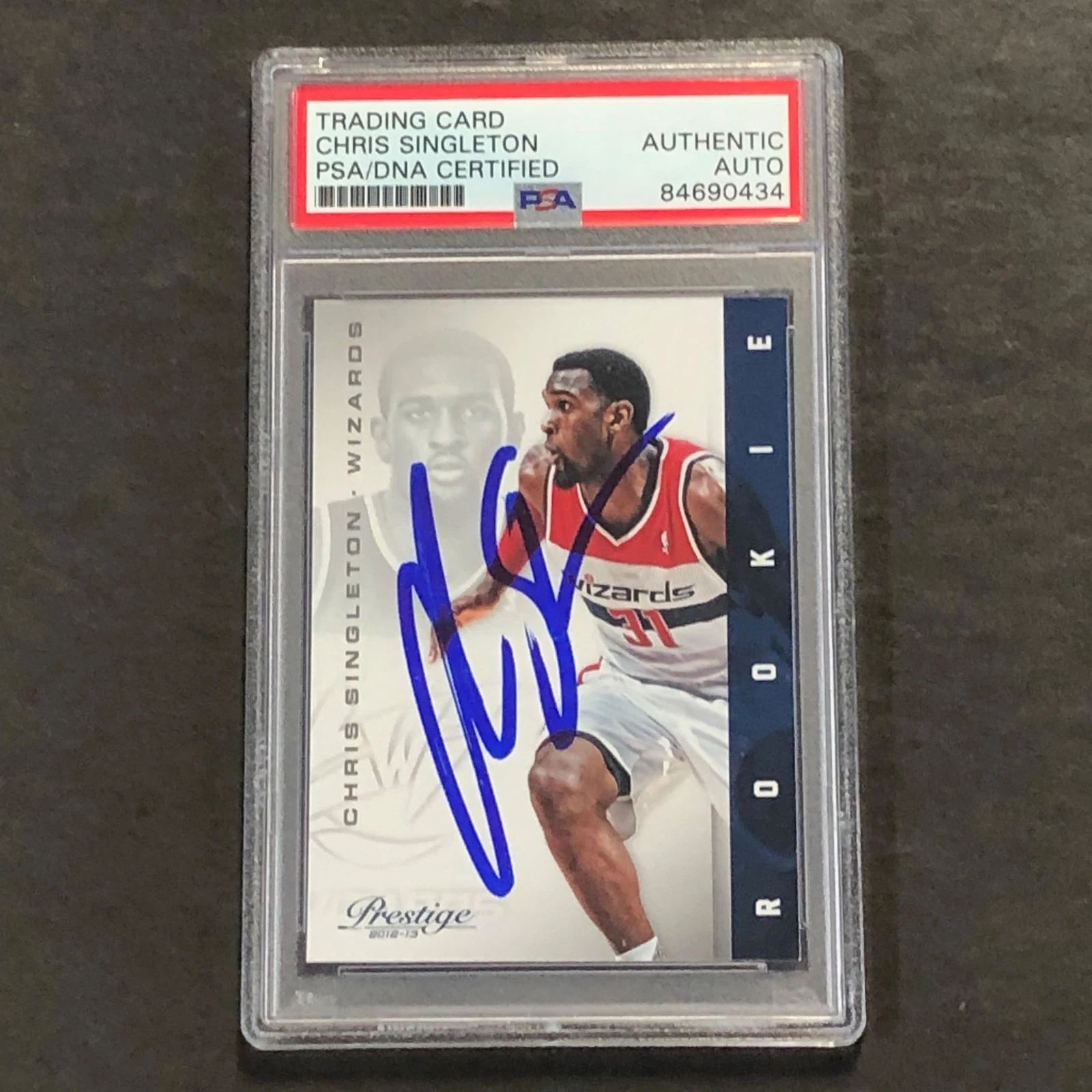 2012-13 Panini Prestige #179 Chris Singleton Signed Card AUTO PSA Slabbed RC Wiz