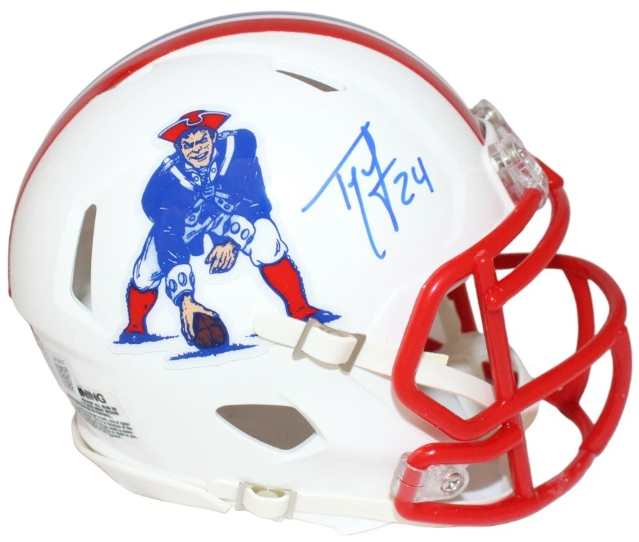 Ty Law Autographed New England Patriots TB Mini Helmet Beckett 42354