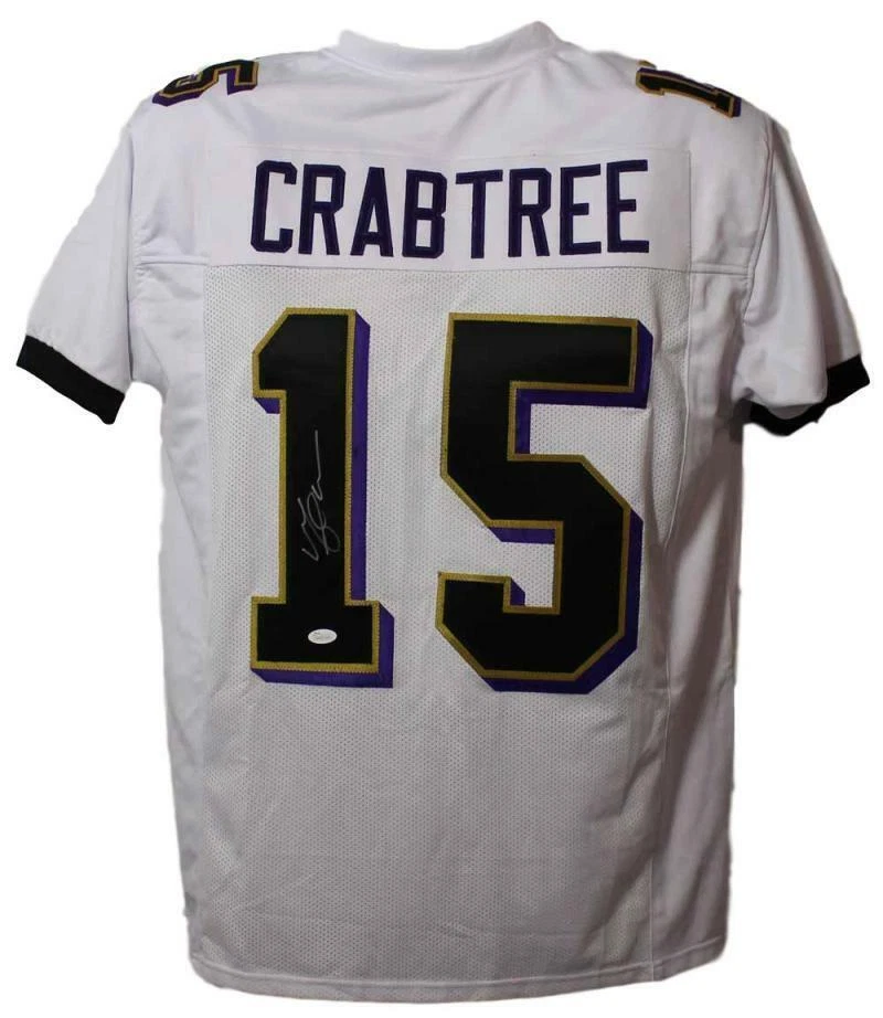 Michael Crabtree Autographed/Signed Pro Style XL White Jersey JSA 22436