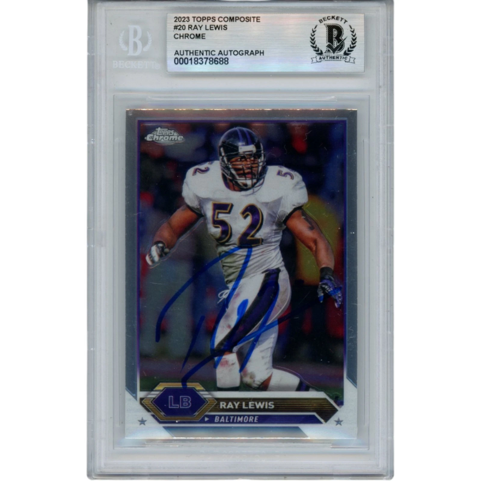 Ray Lewis Autographed 2023 Topps Composite #20 Trading Card Beckett 52965