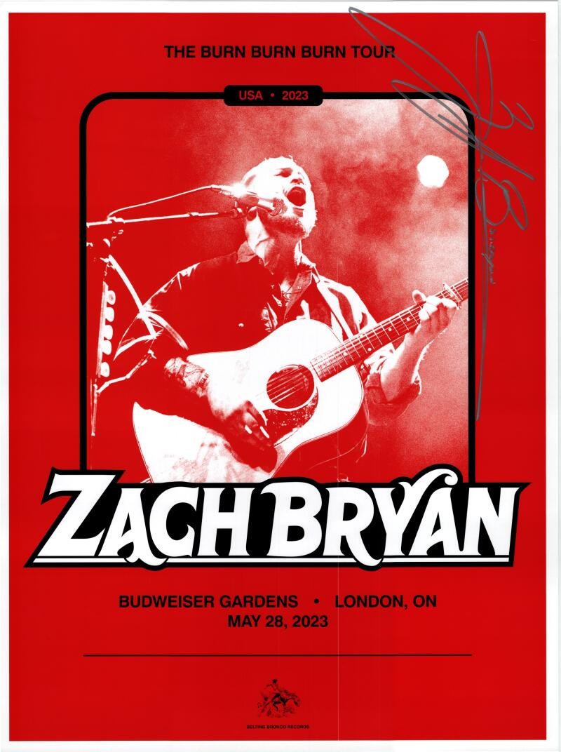 Zach Bryan Signed Autograph 18x24 Original Concert Tour New York Poster BAS B