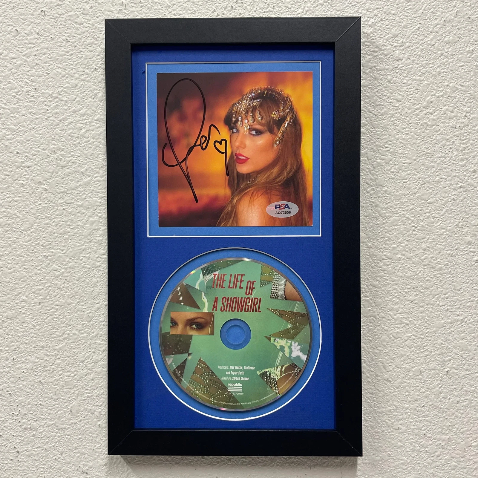 Taylor Swift signed The Life of a Showgirl Framed Display CD Album PSA Auto