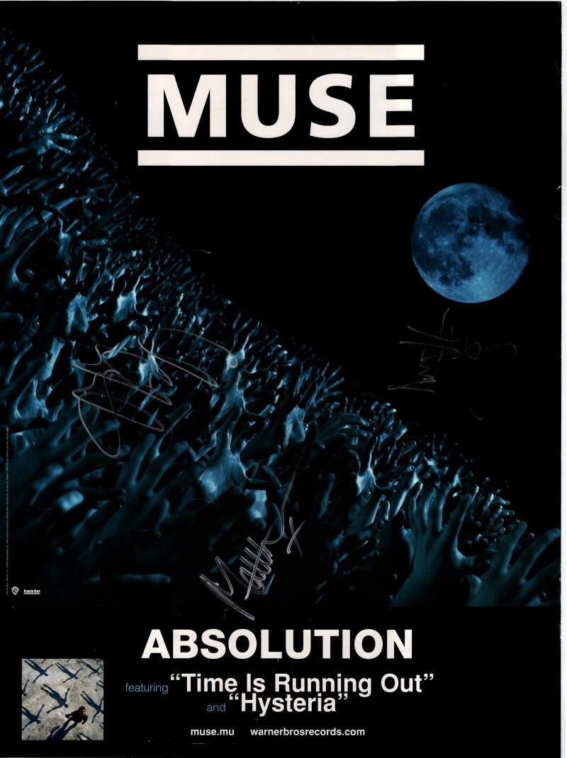 Muse Band Signed Autograph 18x24 Original Absolution Album Poster Beckett COA C