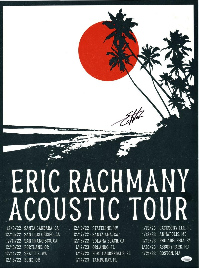 Eric Rachmany Signed Autograph 18x24 Concert Tour Poster Acoustic Set JSA COA