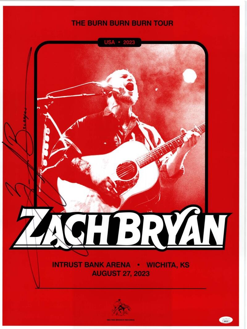 Zach Bryan Signed Autograph 18x24 Concert Tour Poster Burn Tour 2023 JSA COA A