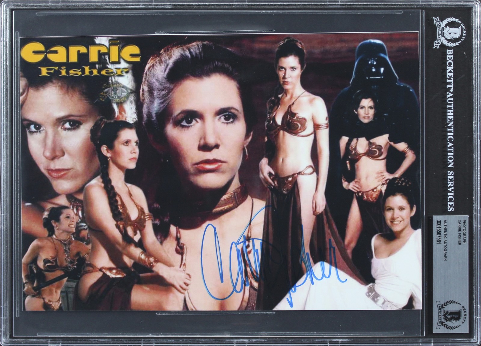 CARRIE FISHER STAR WARS AUTHENTIC SIGNED 8×10 PHOTO AUTOGRAPHED BAS SLABBED COLLECTIBLE MEMORABILIA