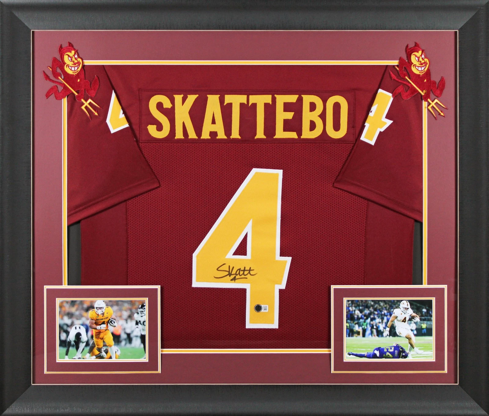 Arizona State Cameron Skattebo Signed Maroon Pro Style Framed Jersey BAS