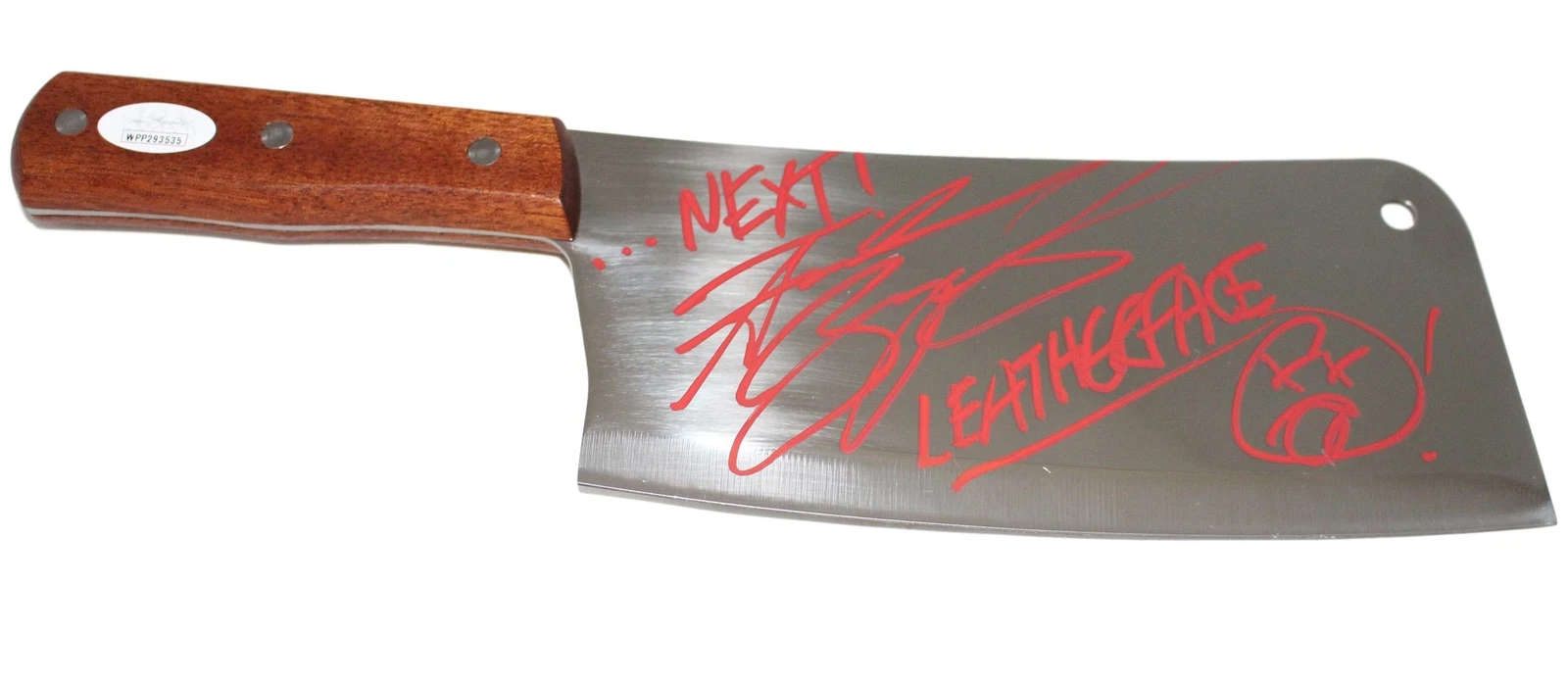 ANDREW BRYNIARSKI AUTOGRAPHED/SIGNED 8″ STEEL CLEAVER LEATHERFACE JSA 11084 COLLECTIBLE MEMORABILIA