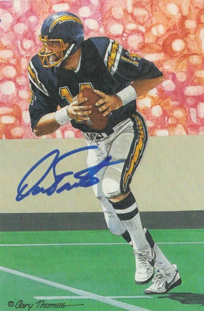 Dan Fouts Autographed/Signed San Diego Chargers Goal Line Art Card Blue 11325