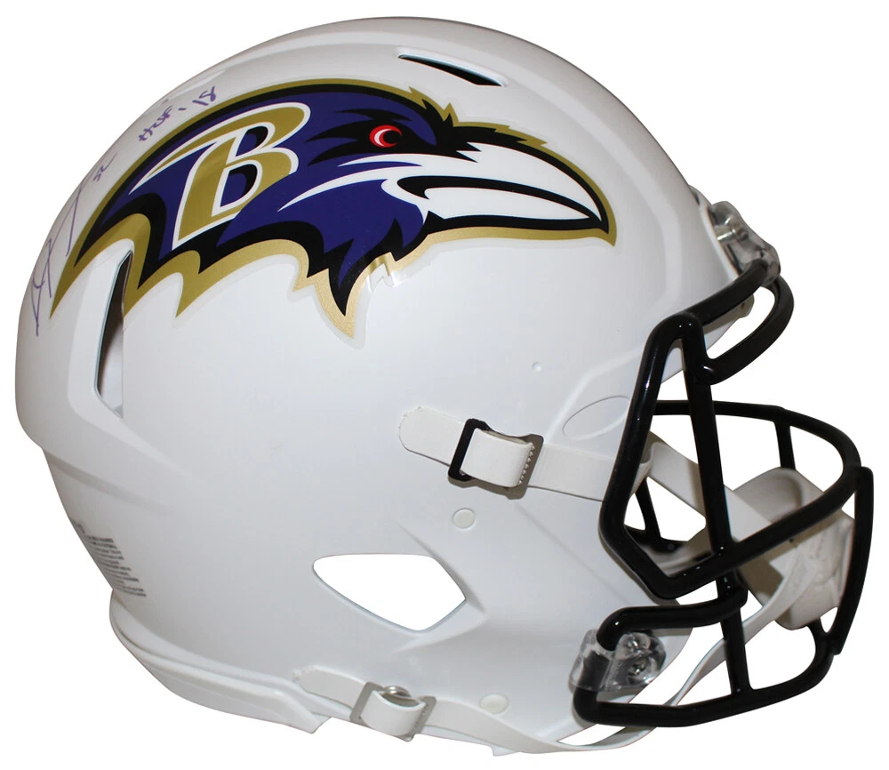 Ray Lewis Signed Baltimore Ravens Flat White Authentic Helmet HOF BAS 29518