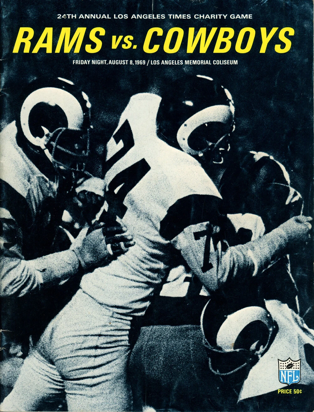 Dallas Cowboys vs Los Angeles Rams 8/8/1969 Charity Game Program 38311