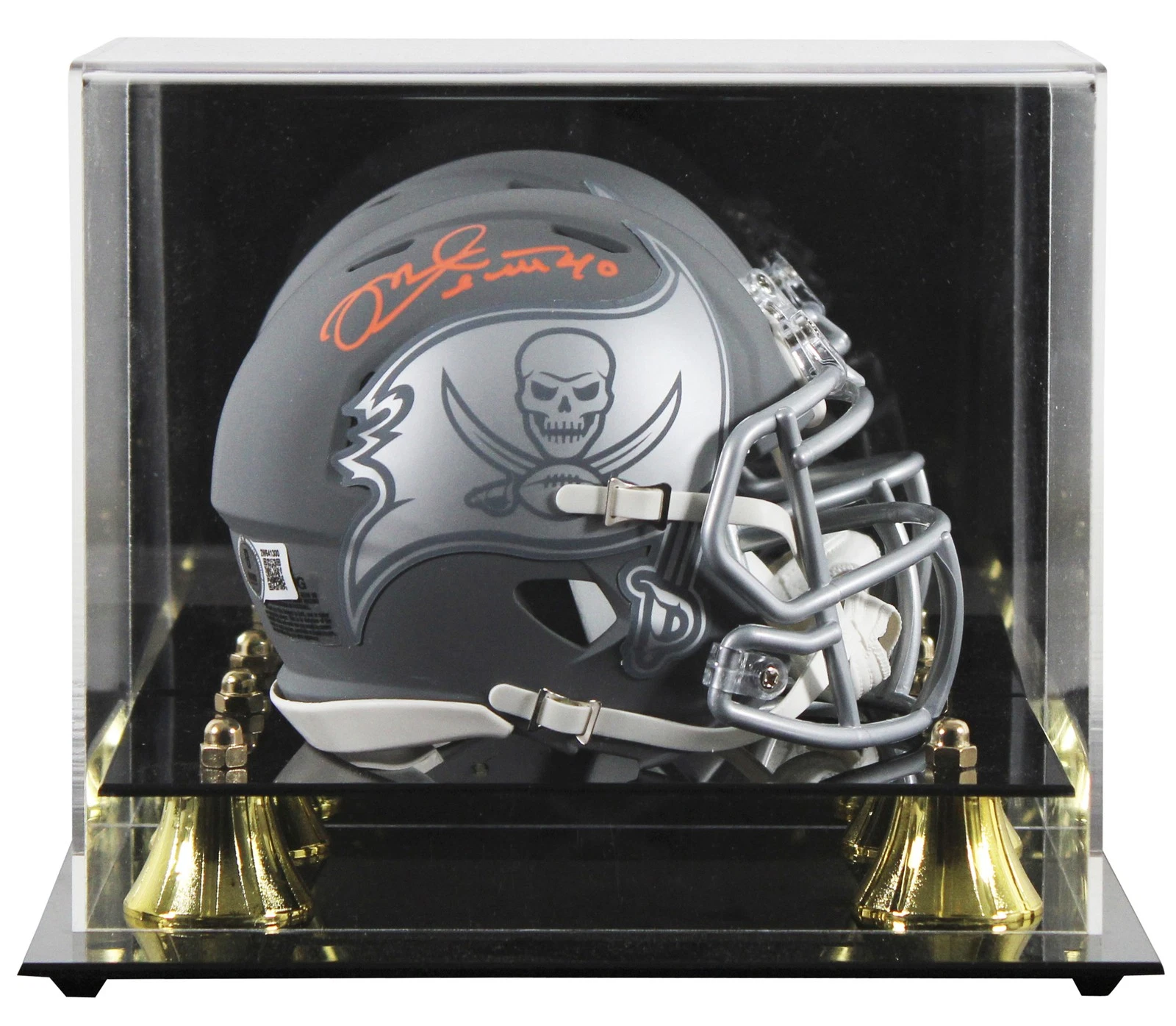 Buccaneers Mike Alstott Signed Slate Speed Mini Helmet W/ Case BAS Witnessed