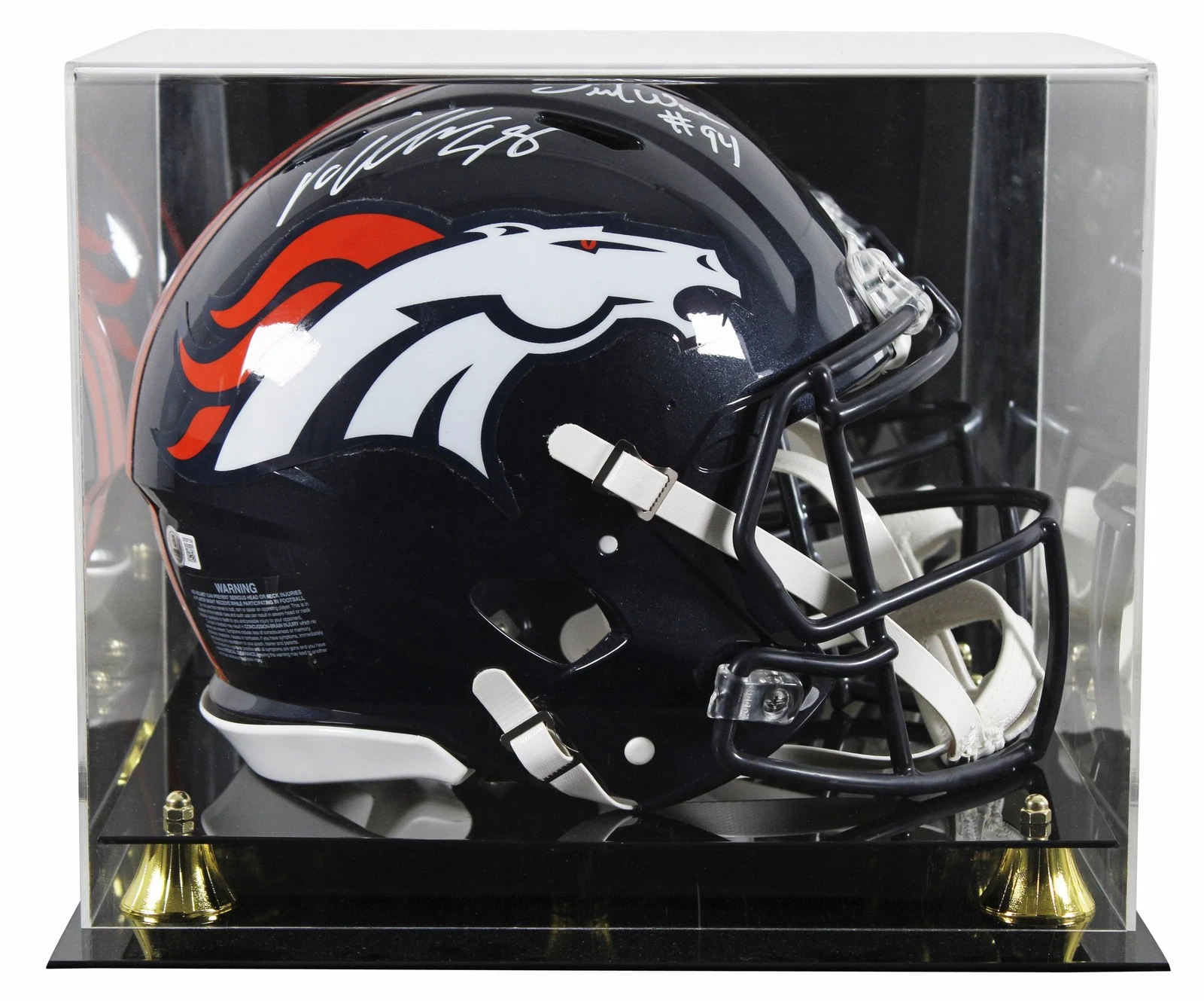 Broncos DeMarcus Ware & Von Miller Signed F/S Speed Proline Helmet W/ Case BAS W