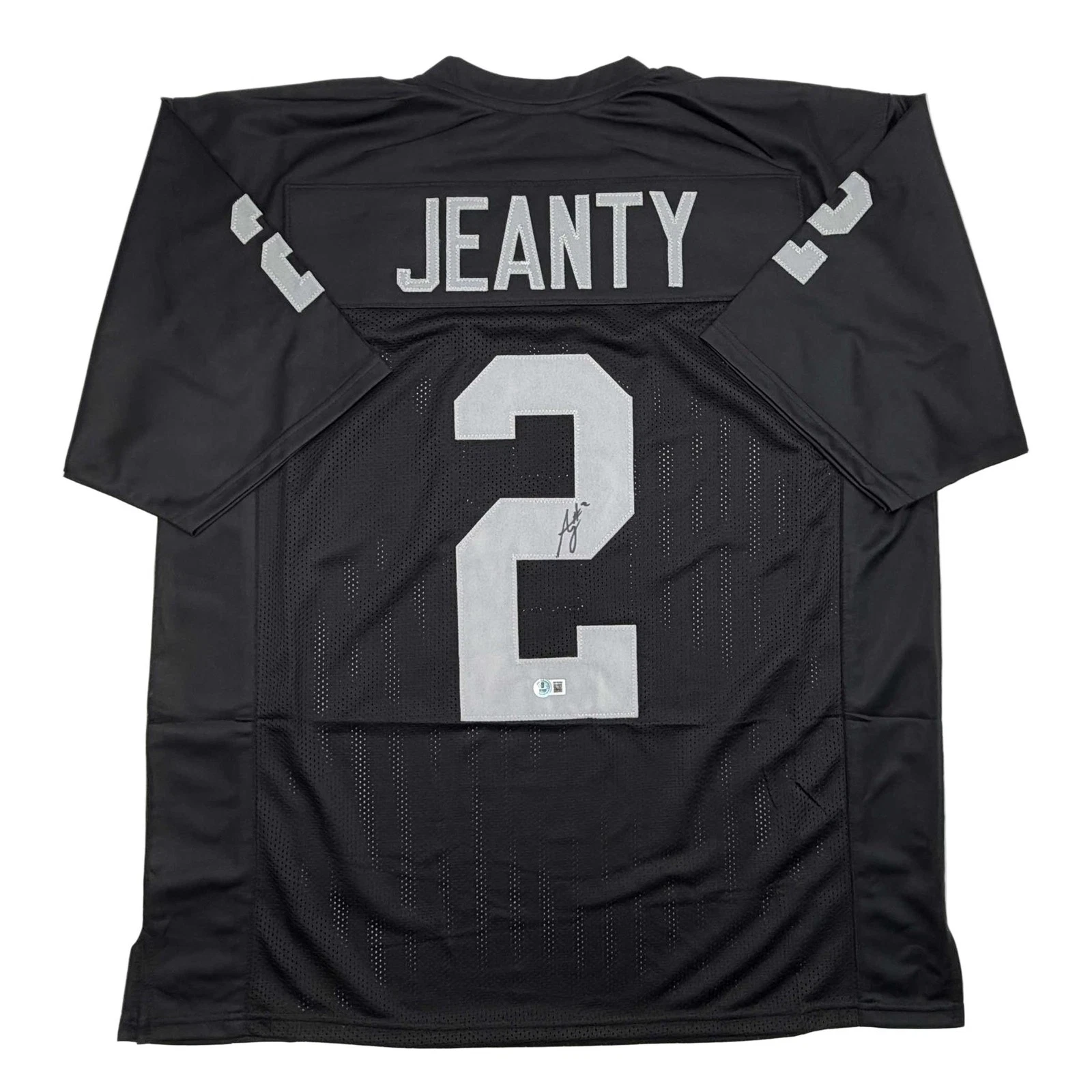 Autographed/Signed Ashton Jeanty Oakland Black Jersey Beckett BAS COA