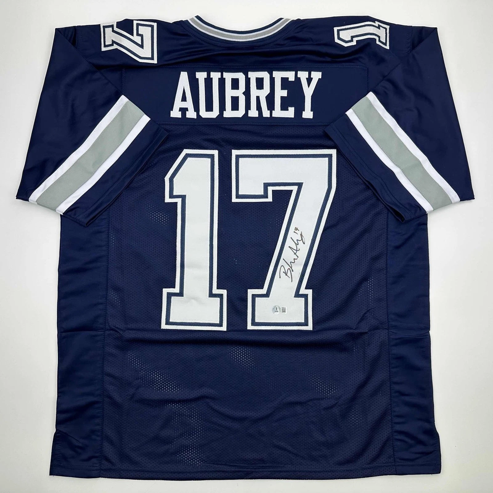 Autographed/Signed Brandon Aubrey Dallas Blue Jersey Beckett BAS COA