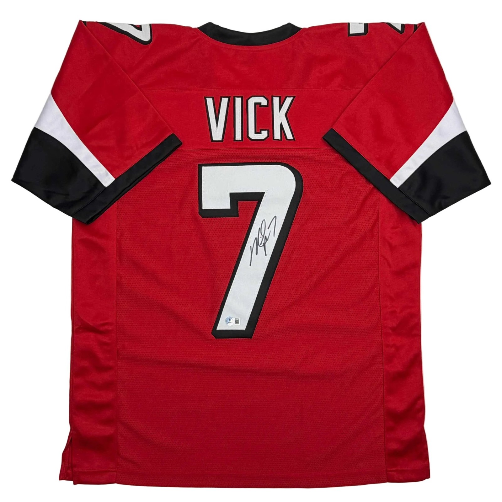 Autographed/Signed MICHAEL MIKE VICK Atlanta Red Jersey PSA/DNA COA