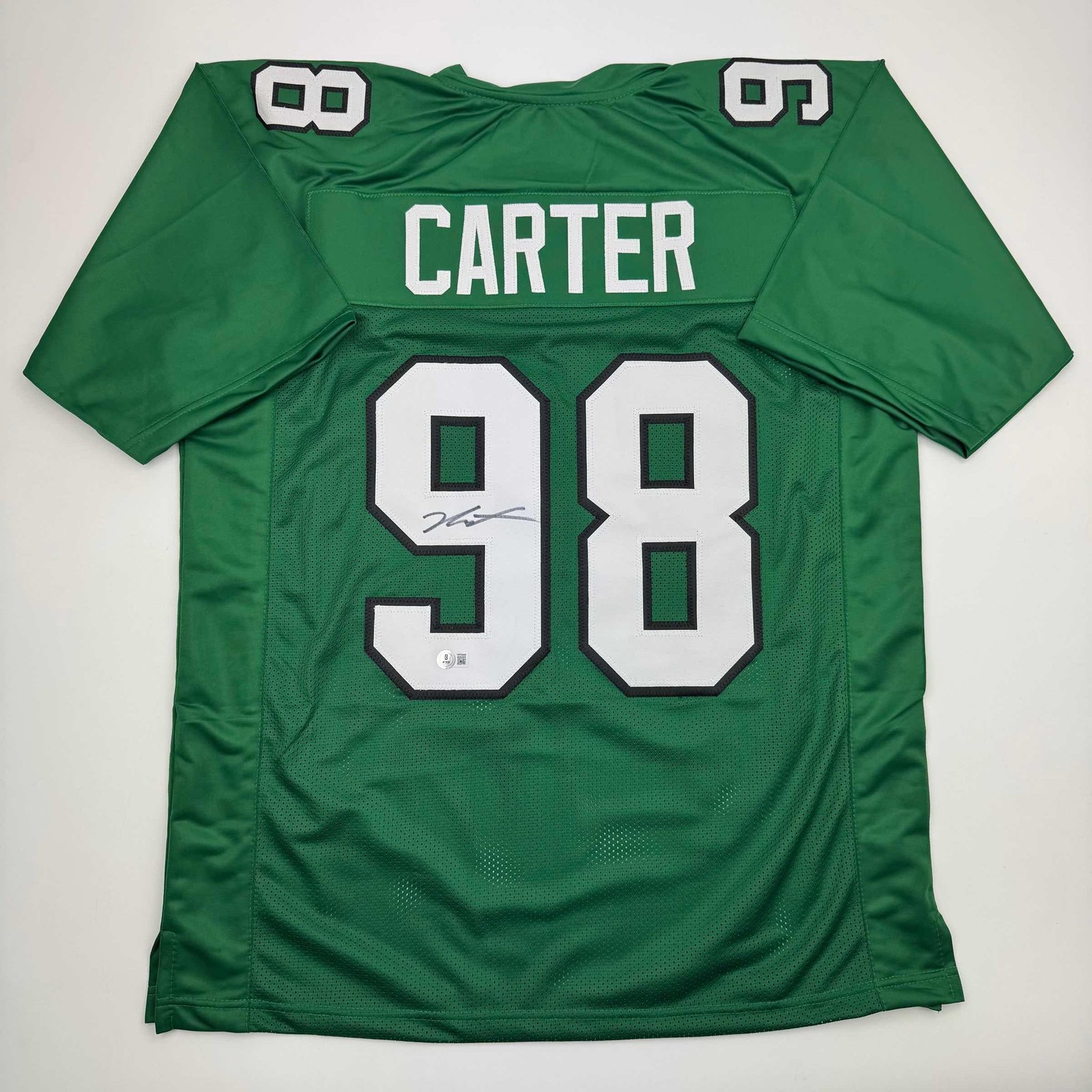 Autographed/Signed Jalen Carter Philadelphia Kelly Green Jersey BAS COA