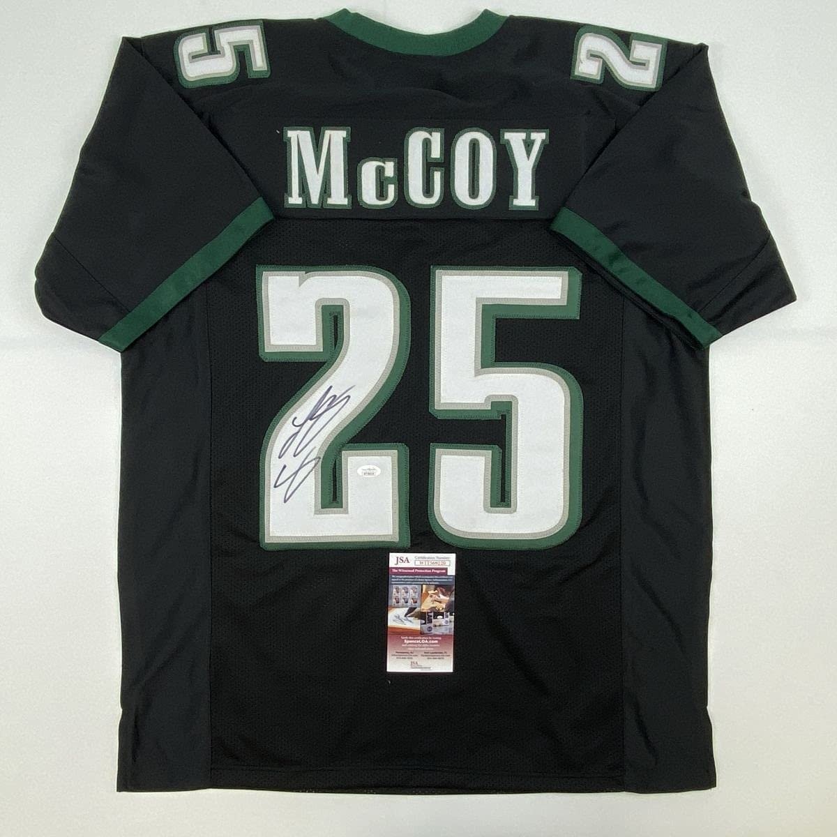Autographed/Signed LESEAN MCCOY Philadelphia Black Jersey JSA COA Auto