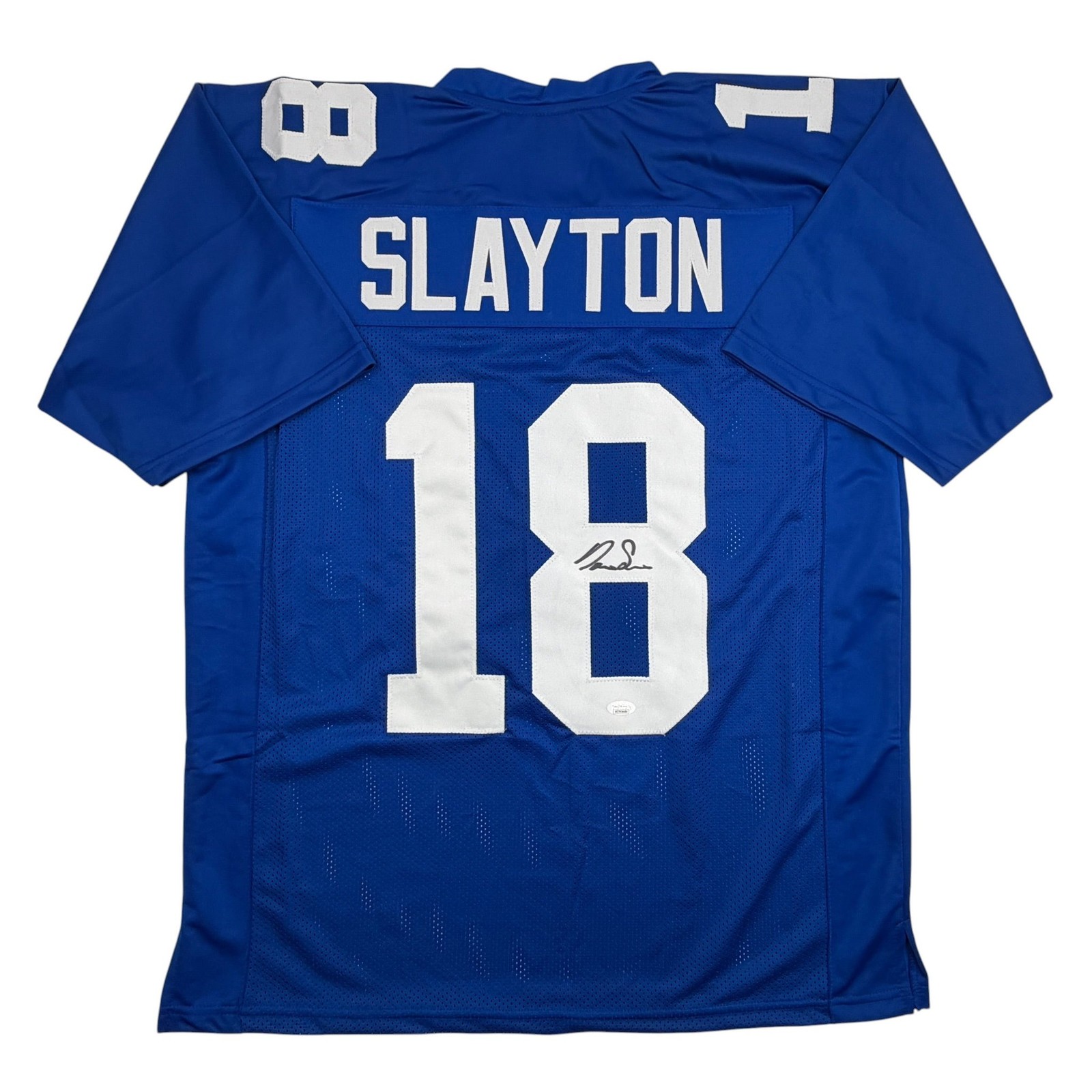 Autographed/Signed DARIUS SLAYTON New York Blue Jersey JSA COA Auto