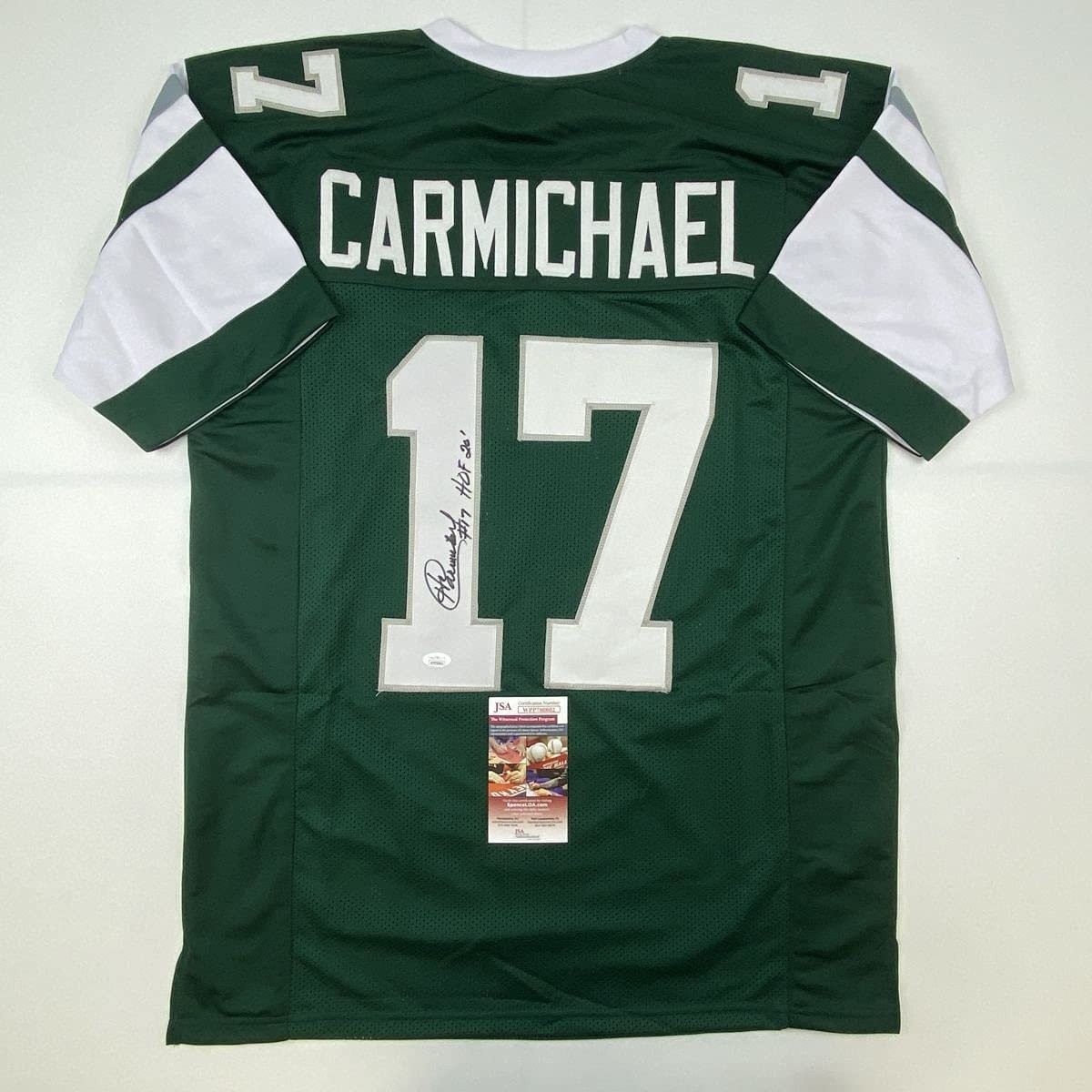 Signed Harold Carmichael HOF 20 Philadelphia Green Jersey JSA COA