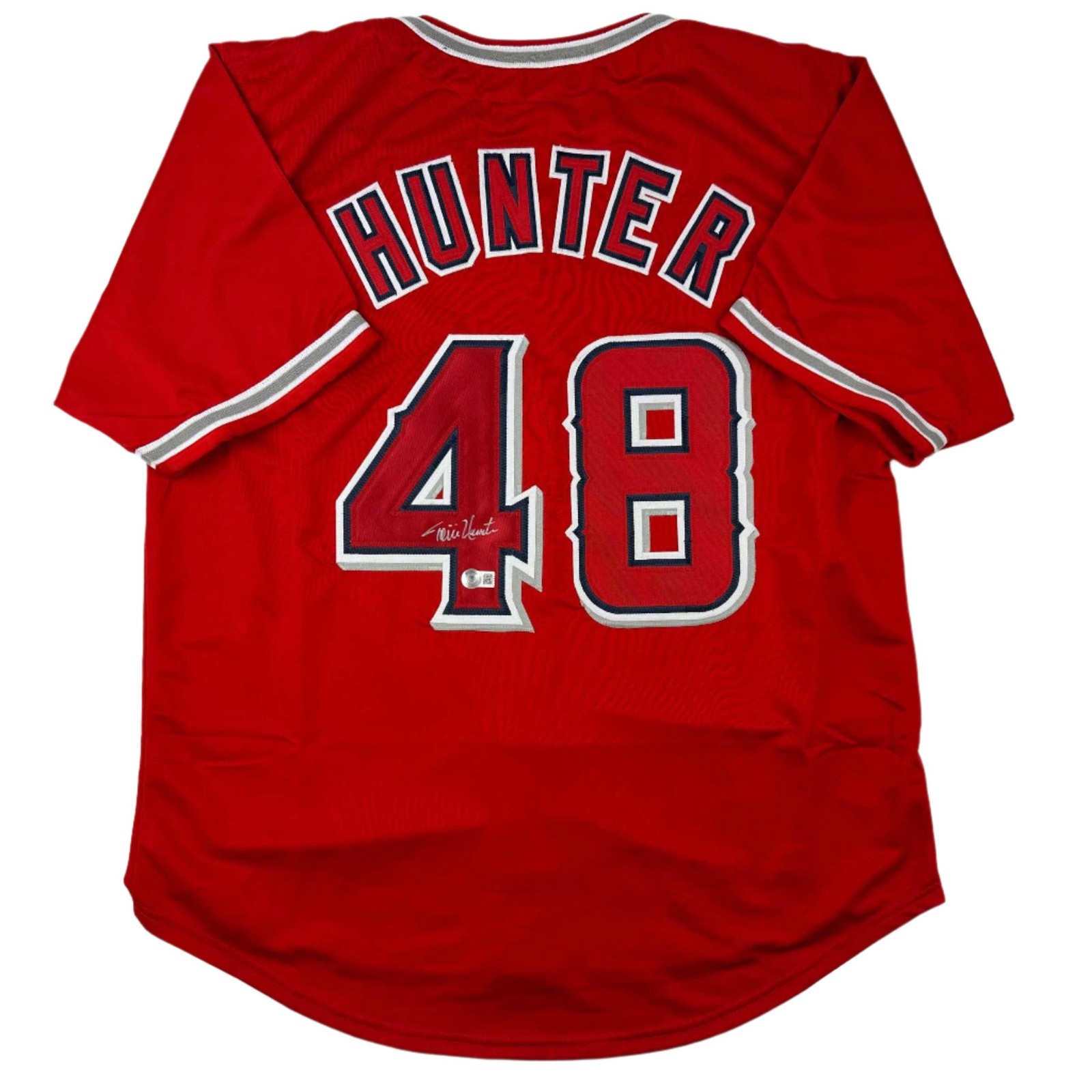 Autographed/Signed Torii Hunter Los Angeles Anaheim Red Jersey Beckett COA