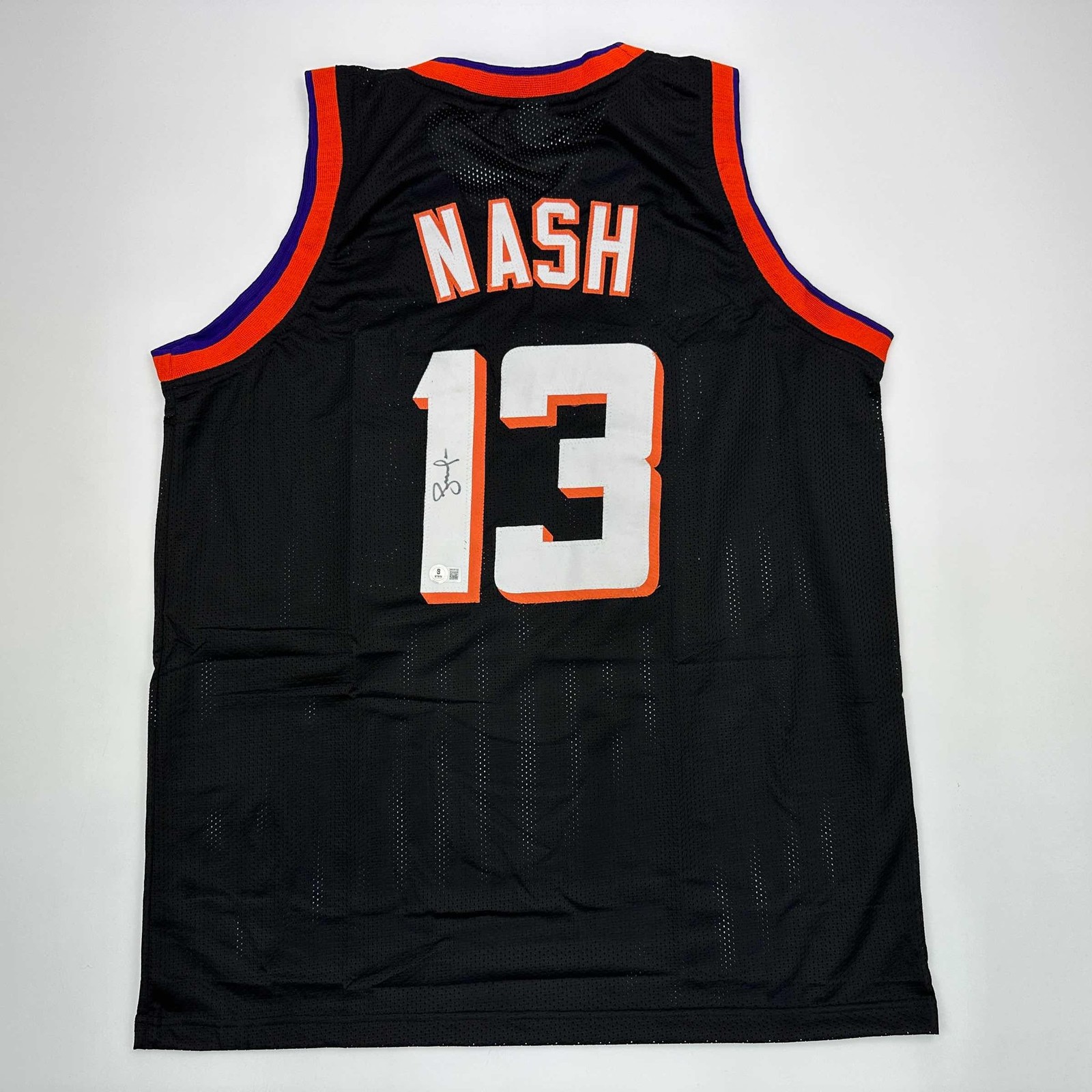 Autographed/Signed Steve Nash Phoenix Black Jersey Beckett BAS COA