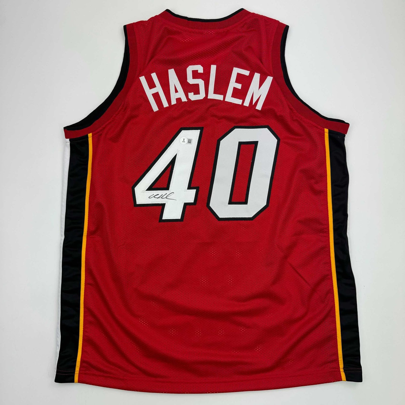 Autographed/Signed Udonis Haslem Miami Red Jersey Beckett BAS COA