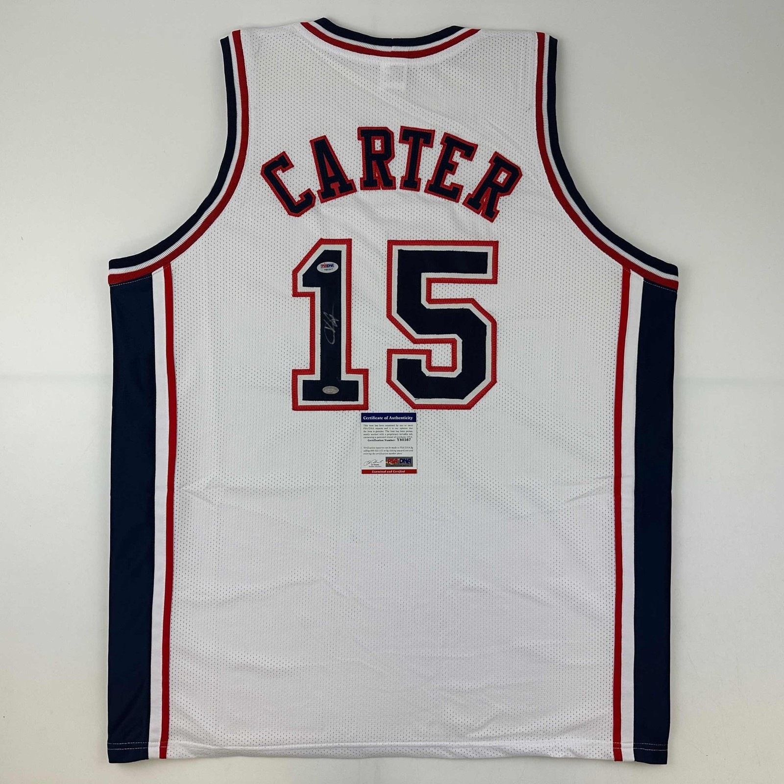 Autographed/Signed Vince Carter New Jersey White Jersey PSA/DNA COA