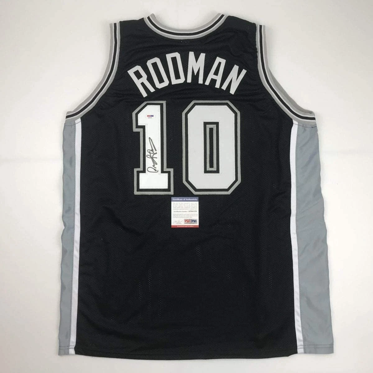 Autographed/Signed Dennis Rodman San Antonio Black Jersey PSA/DNA COA