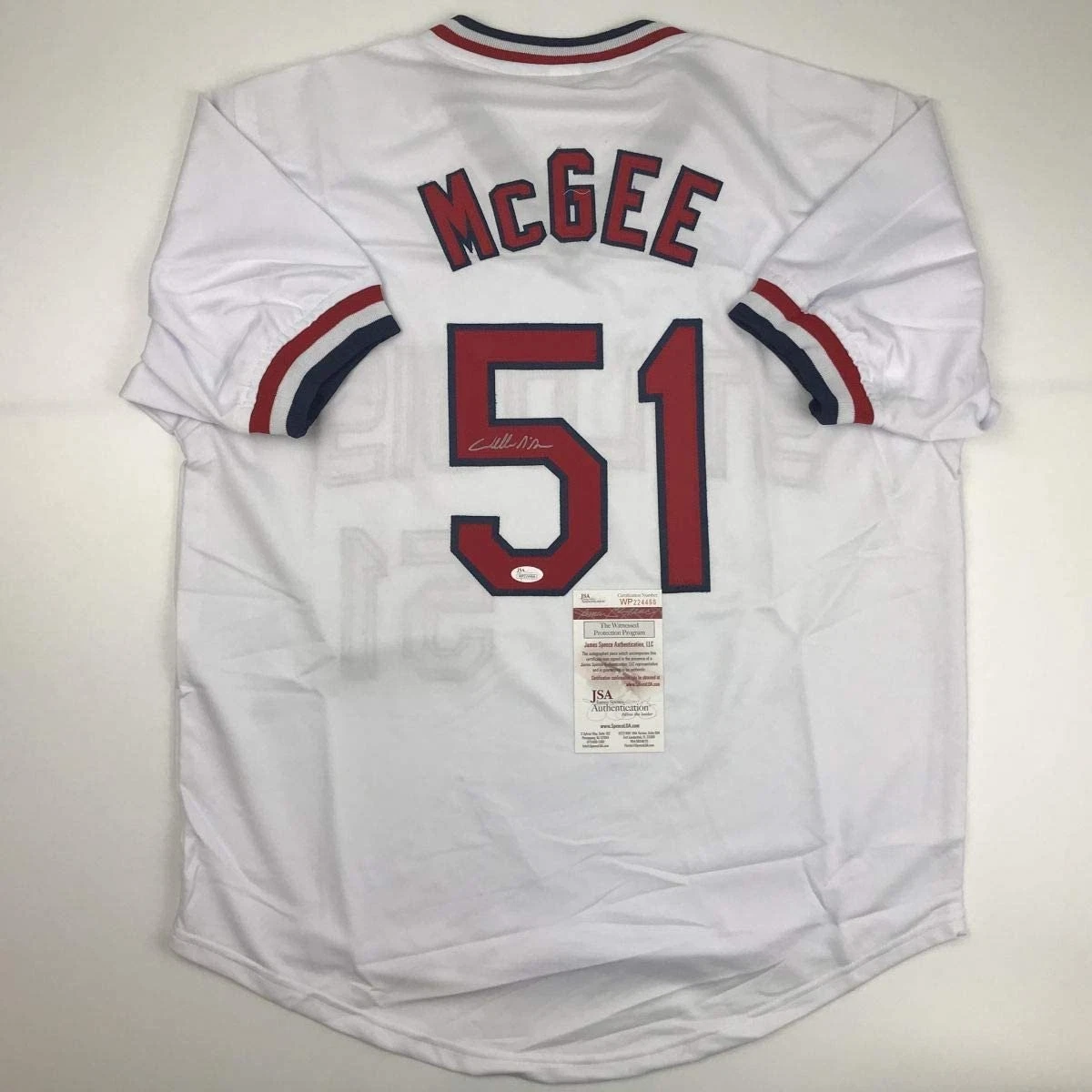 Autographed/Signed WILLIE MCGEE St. Louis White Jersey JSA COA Auto