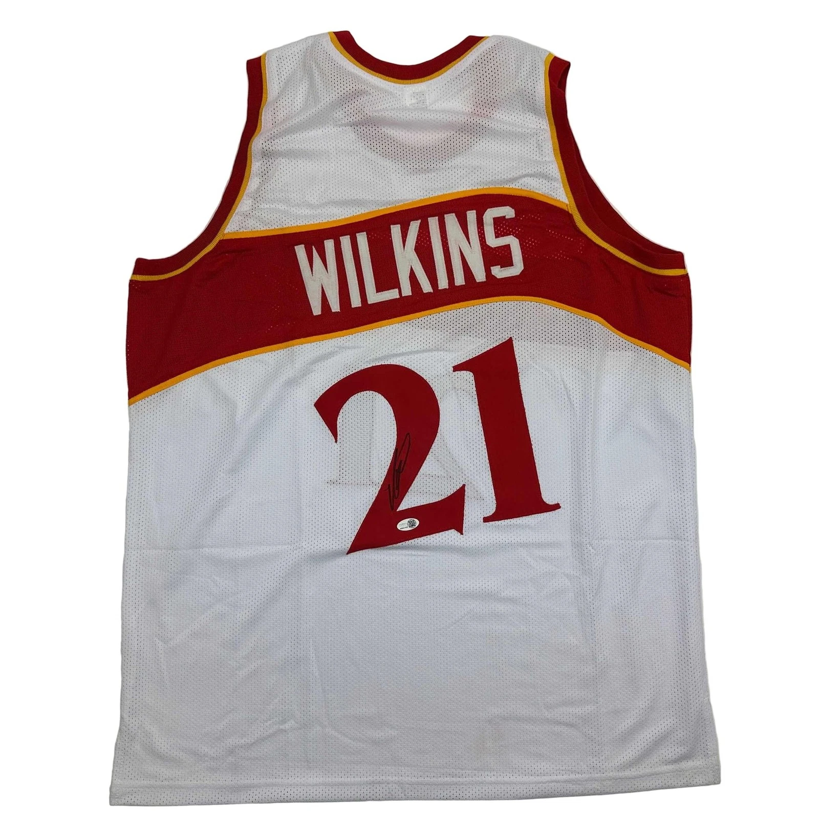 Autographed/Signed DOMINIQUE WILKINS Atlanta White Jersey PSA/DNA COA