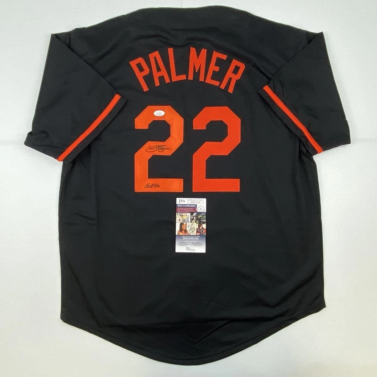 Autographed/Signed Jim Palmer HOF 1990 Baltimore Black Jersey JSA COA