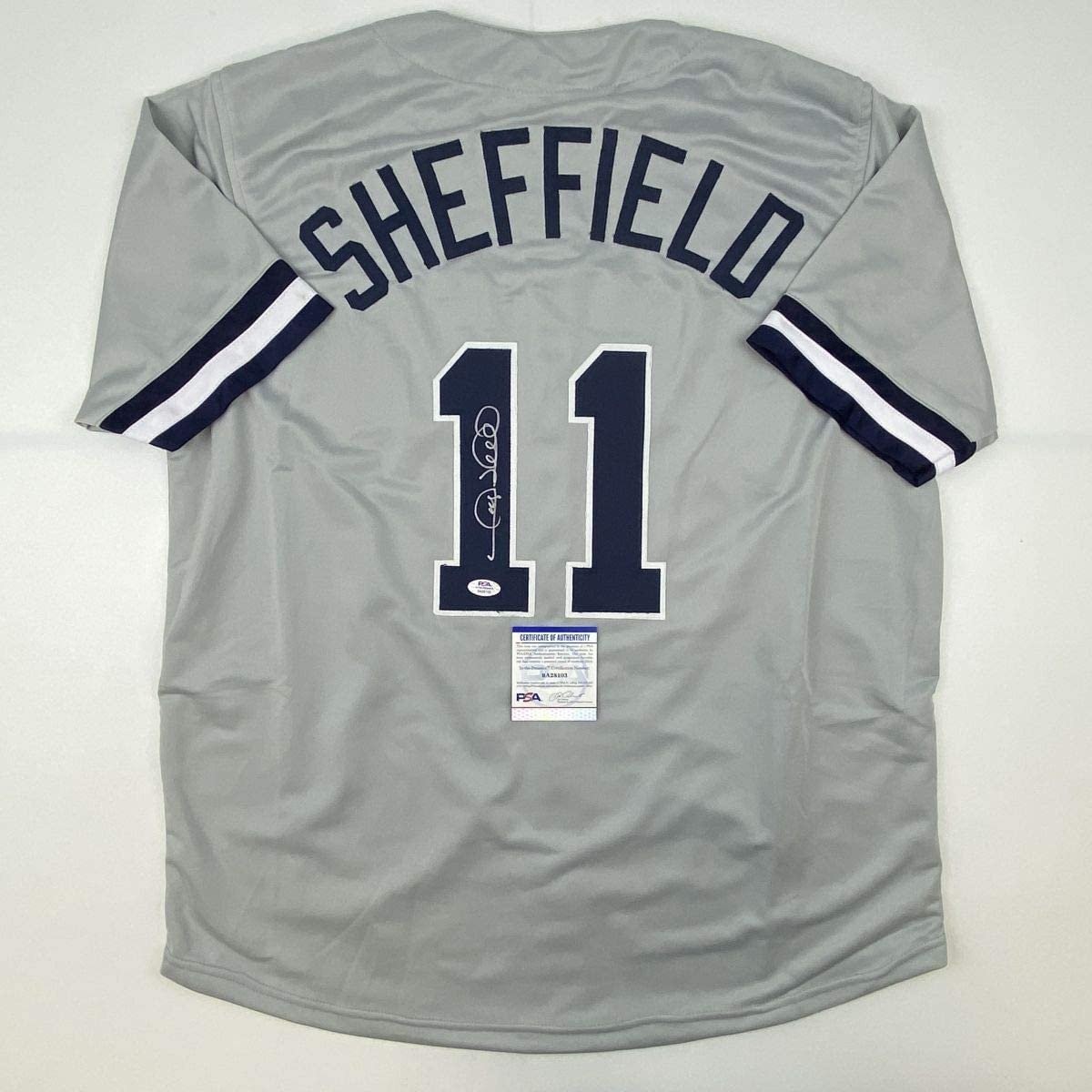 Autographed/Signed GARY SHEFFIELD New York Grey Jersey PSA/DNA COA Auto